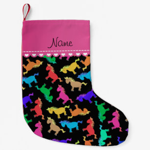 Personalisierter Name Schwarze Regenbogenpferde Kleiner Weihnachtsstrumpf
