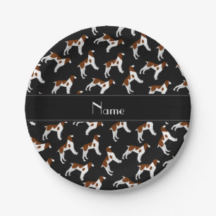 Personalisierter Name Schwarze Spaniel-Hunde Pappteller