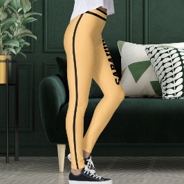 Personalisierter Name Schwarze Streifen Maßgeschne Leggings