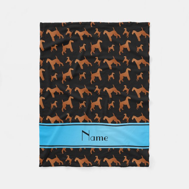 Personalisierter Name Schwarze Wildhunde Fleecedecke (Vorderseite)