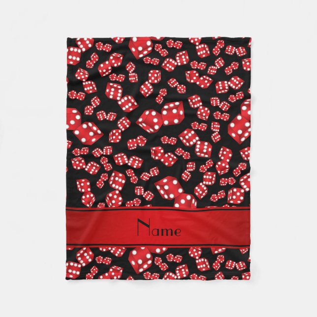 Personalisierter Name Schwarze Würfel Fleecedecke (Vorderseite)