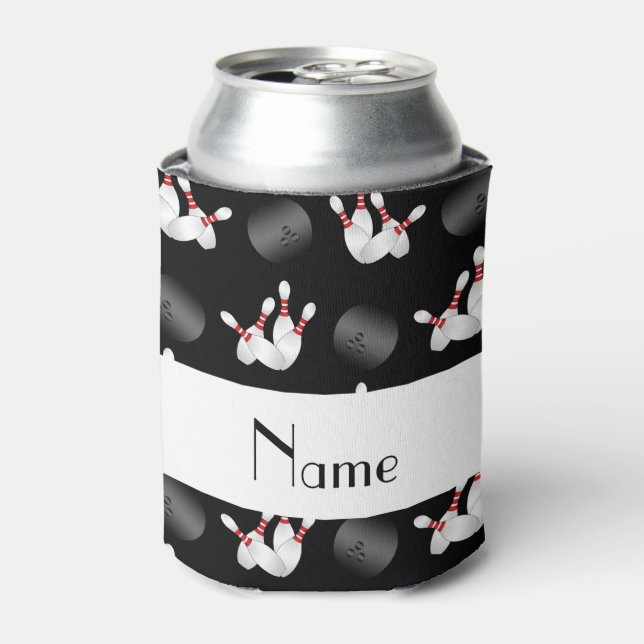 Personalisierter Name Schwarzer Bowling Dosenkühler (Kanne Vorderseite)