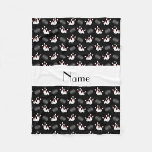 Personalisierter Name Schwarzer Bowling Fleecedecke
