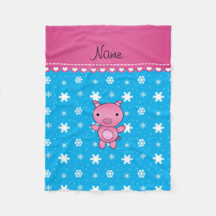 Personalisierter Name Schweine Himmelsblau Schneef Fleecedecke
