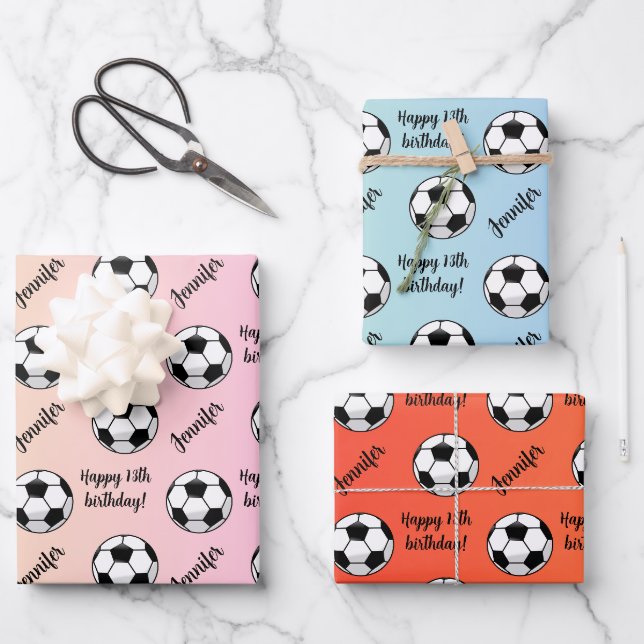 Personalisierter Name Sentiment Sport Fußball Gebu Geschenkpapier Set (Vorderseite)