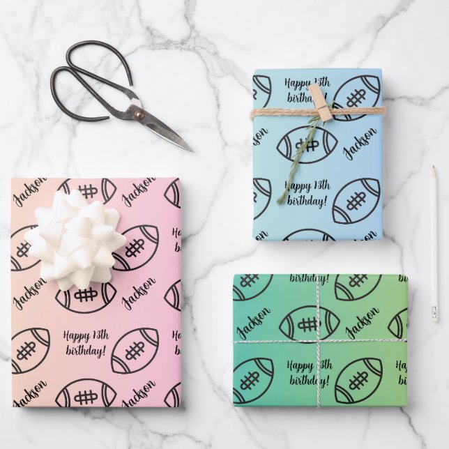 Personalisierter Name Sentiment Sport Thema Fußbal Geschenkpapier Set (Vorderseite)