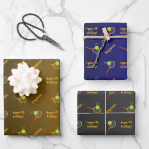 Personalisierter Name Sentiment Sport Thema Tennis Geschenkpapier Set