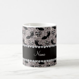 Personalisierter Name Silber Glitzer extravagante Kaffeetasse