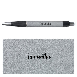 Personalisierter Name Silver Grau Glitzer Kugelschreiber