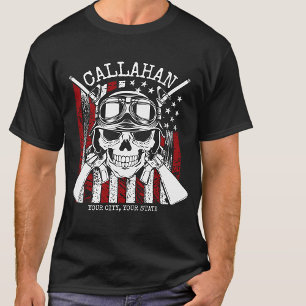 Personalisierter NAME Soldat Totenkopf Doppelpisto T-Shirt