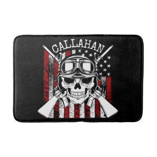 Personalisierter NAME Soldier Skull Duale Guns USA Badematte