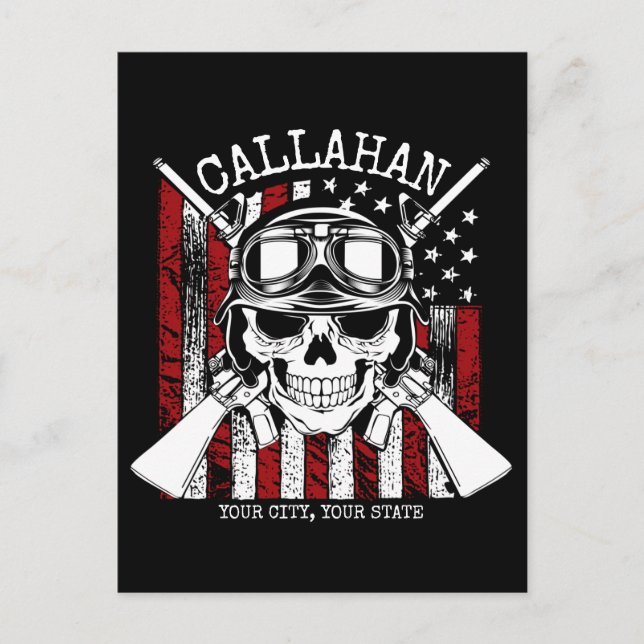 Personalisierter NAME Soldier Skull Duale Guns USA Postkarte (Vorderseite)