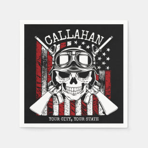 Personalisierter NAME Soldier Skull Duale Guns USA Serviette