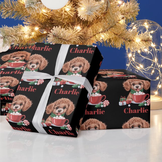 Personalisierter Name Spielzeug Poodle Dog Lover W Geschenkpapier (Feiertage)