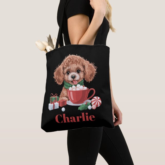 Personalisierter Name Spielzeug Poodle Dog Lover W Tasche (Von Nahem)