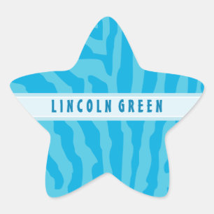PERSONALISIERTER NAME STICKERS: Tierdruck 1B Stern-Aufkleber