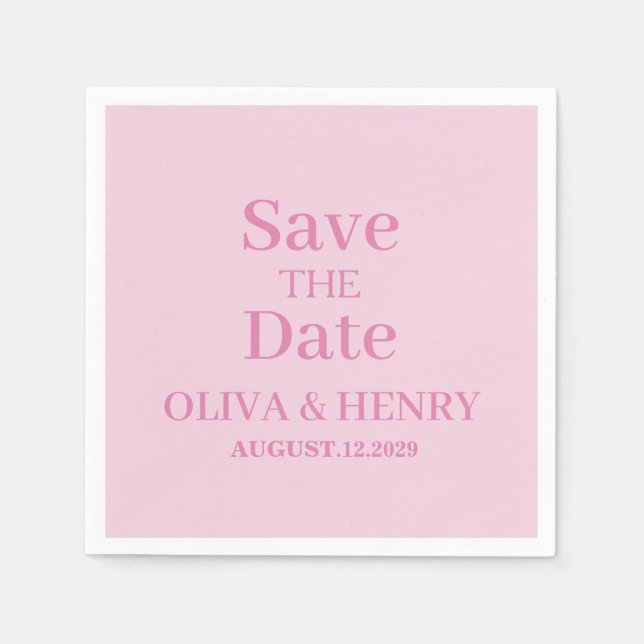 PERSONALISIERTER NAME STILVOLL SAVE THE DATE SERVIETTE (Vorderseite)