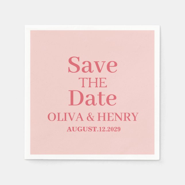PERSONALISIERTER NAME STILVOLL SAVE THE DATE SERVIETTE (Vorderseite)