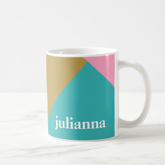 Personalisierter Name Stilvolle geometrische Chic Kaffeetasse (Rechts)