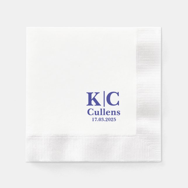 Personalisierter Name Stilvolle Minimal Monogram W Serviette (Vorderseite)