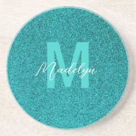 Personalisierter Name stilvoller Glitter grün Getränkeuntersetzer