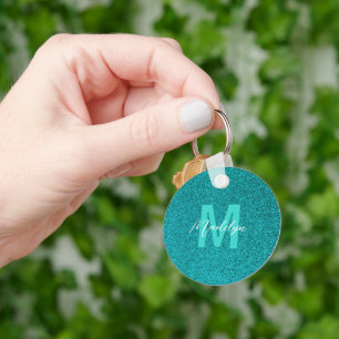 Personalisierter Name stilvoller Glitter grün Schlüsselanhänger