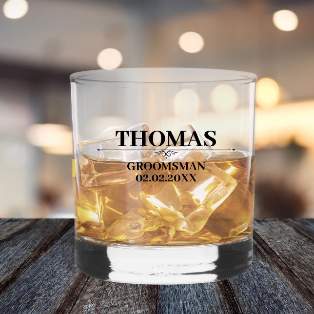 Personalisierter Name Stilvoller Trauzeuge Vorschl Whiskyglas (groomsman gift whiskey glass personalized name groomsmen proposal)