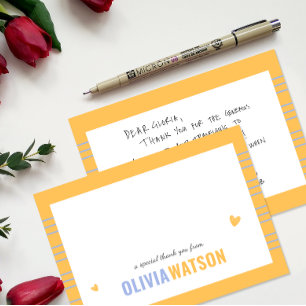 Personalisierter Name Stripe Vielen Dank Feiertagskarte