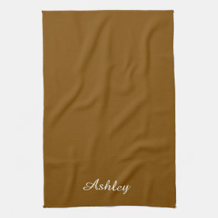 Personalisierter Name Stylisch Modern Elegant Brau Geschirrtuch