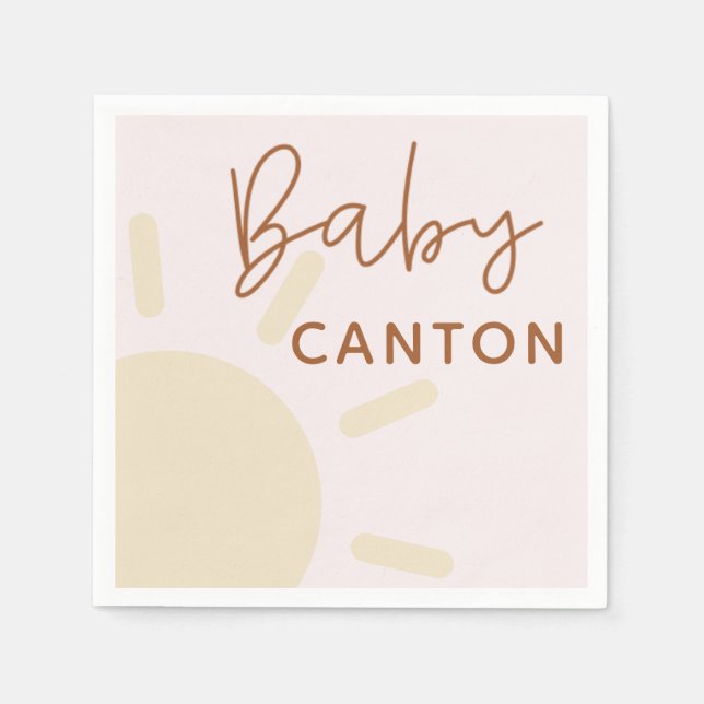 Personalisierter Name Sunshine Boho Babydusche Serviette (Vorderseite)