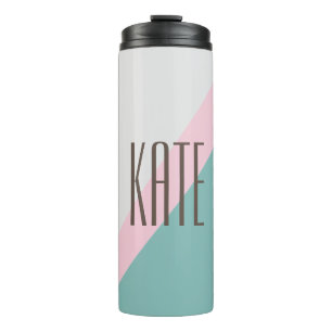Personalisierter Name Süße Pastell-Geometrie Türki Thermosbecher