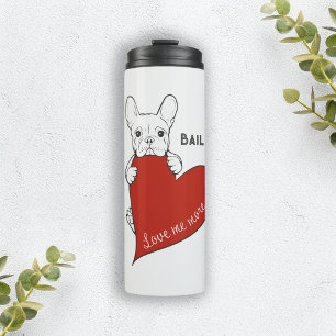 Personalisierter Name Süßer Französischer Bulldogg Thermosbecher