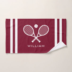 Personalisierter Name Tennis Burgund Streifen Handtuch