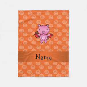 Personalisierter Name Teufel Orangenkürbis Fleecedecke