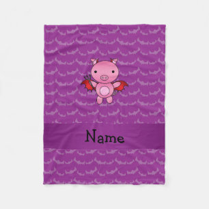 Personalisierter Name Teufel Schwein lila Fledermä Fleecedecke