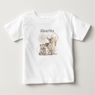 Personalisierter Name Text Boho Woodland Forest An Baby T-shirt
