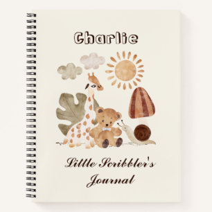 Personalisierter Name Text Boho Woodland Jungtier Notizbuch