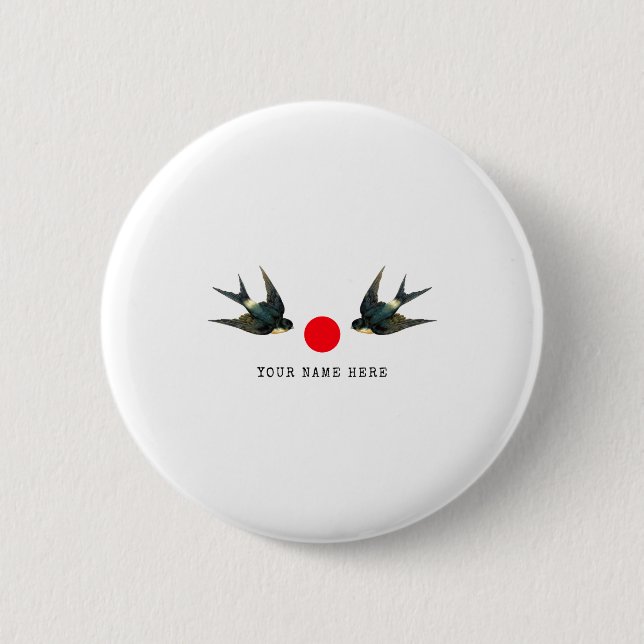 Personalisierter Name Text Schwalbe Japan Vintage  Button (Vorderseite)