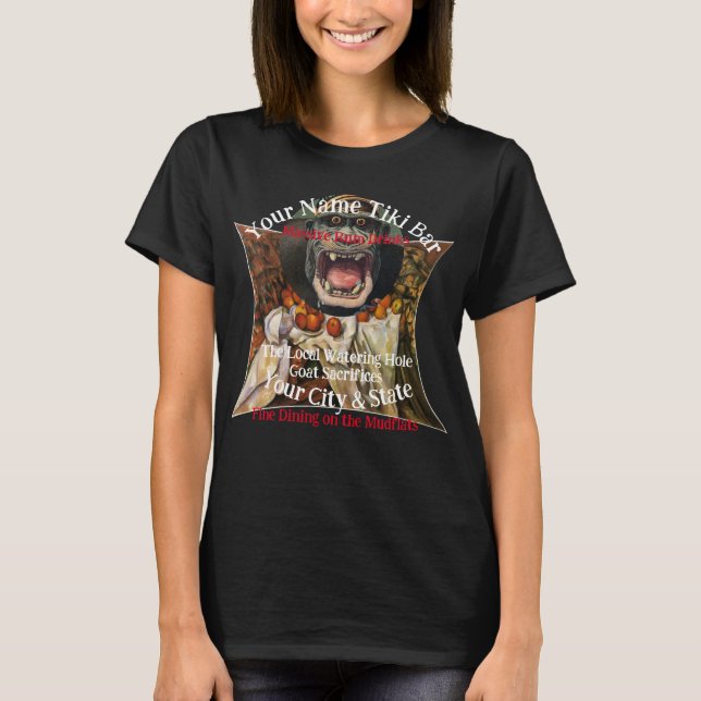 Personalisierter Name Tiki Bar Your City & Staat T-Shirt (Vorderseite)