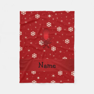Personalisierter Name Tintenfisch Rote Schneeflock Fleecedecke