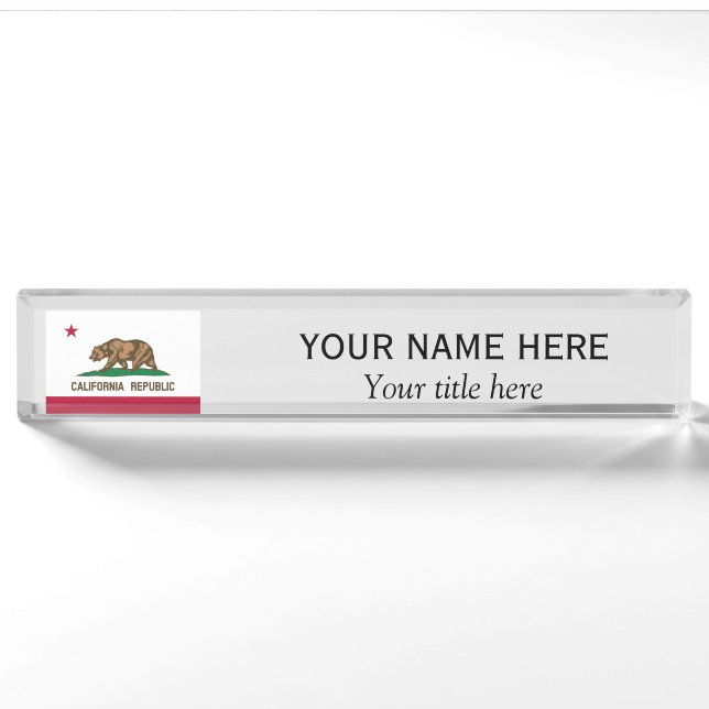 Personalisierter Name Titel California Republic Namensplakette (Vorderseite)