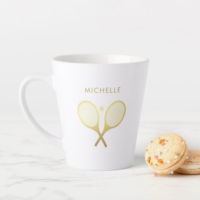 Personalisierter Name Trendy Tennis Milchtasse (Beispiel)