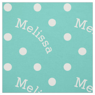 Personalisierter Name Türkis Aquamarin Blue Polka  Stoff