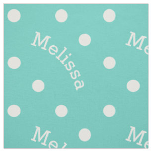Personalisierter Name Türkis Aquamarin Blue Polka Stoff