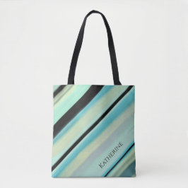 Personalisierter Name Türkis Gelb Schwarz Streifen Tasche