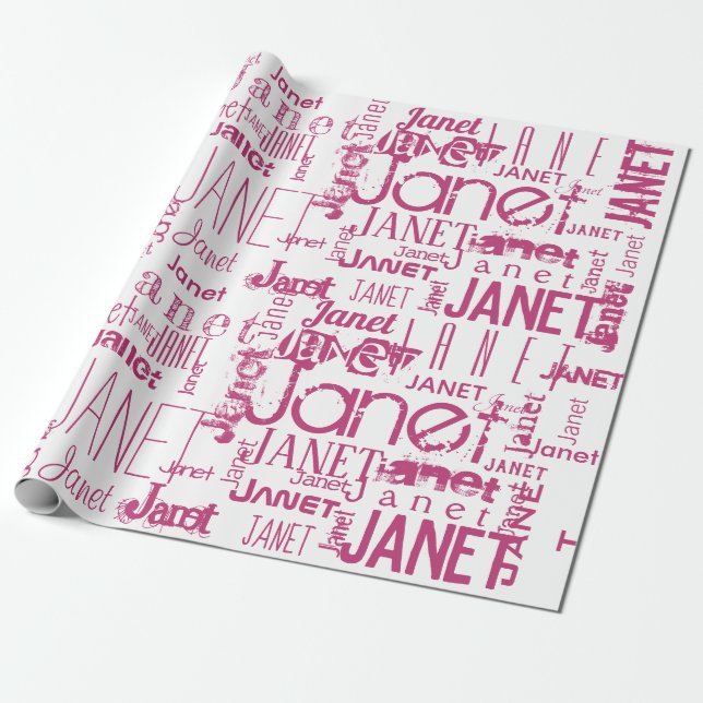 Personalisierter Name Typografie Pink Text Word Cl Geschenkpapier (Ungerollt)