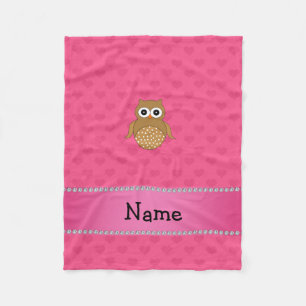 Personalisierter Name Uhu Pink Herz Fleecedecke
