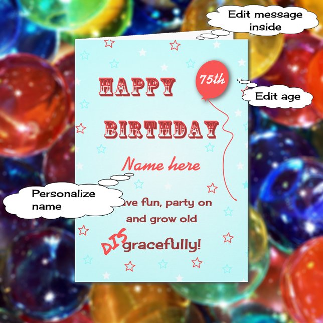 Personalisierter Name und Alter lustig werden alt  Karte (Von Creator hochgeladen)