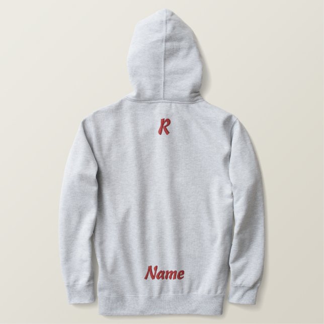 Personalisierter Name und Anzahl bestickter Hoodie (Design Rückseite)