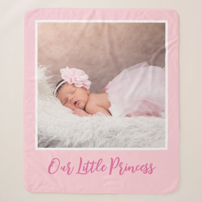 Personalisierter Name und Baby-Foto rosa Sherpadecke (Vorderseite)